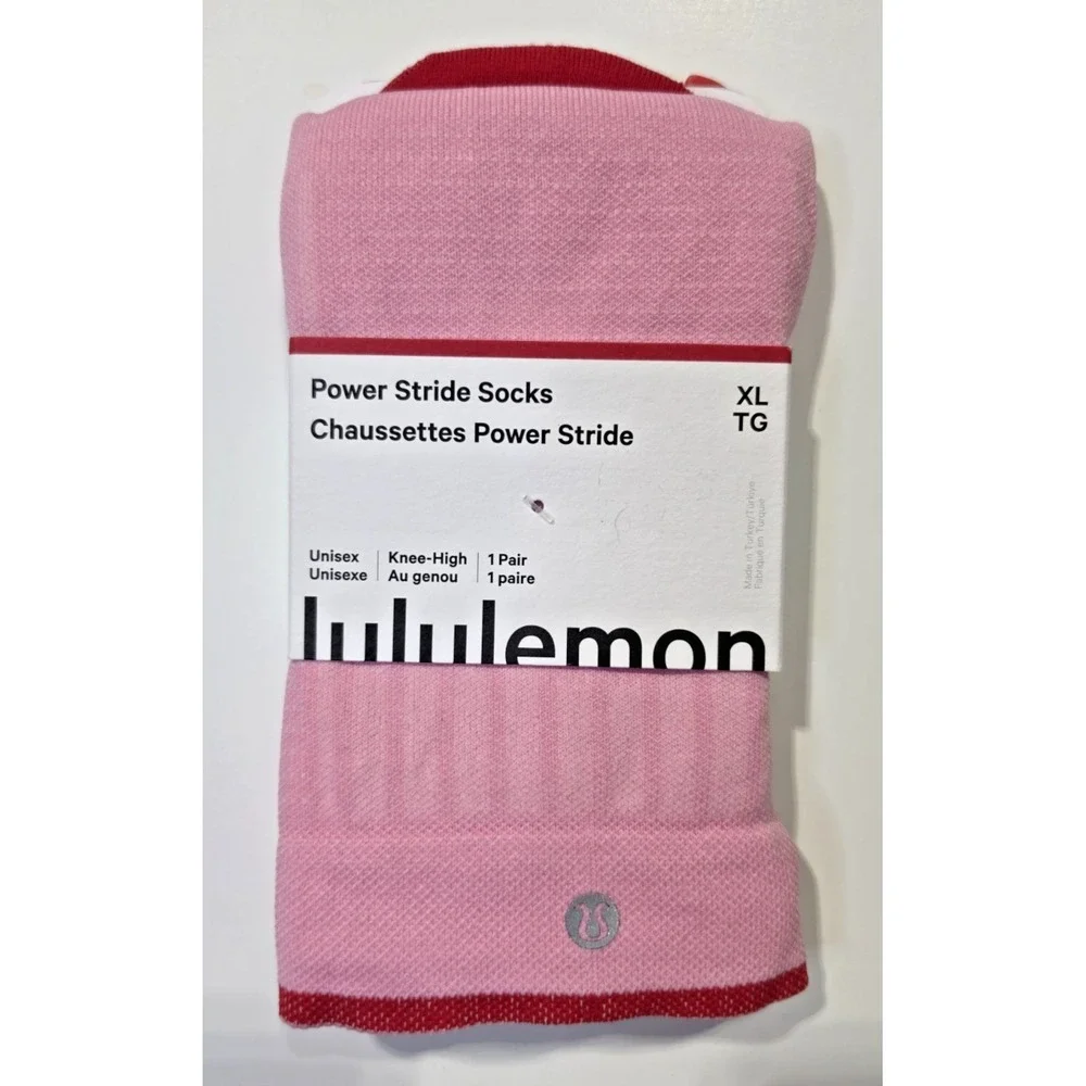 Lululemon Power Stride Knee High Socks XL Pink Red 1 Pair NWT Unisex Athletic